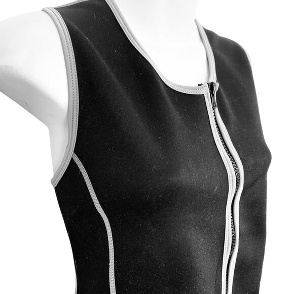 Saunafx Shapewear Waist Trainer Neoprene Vest Full Zip Black Shaper Stretch sz L - Picture 2 of 16